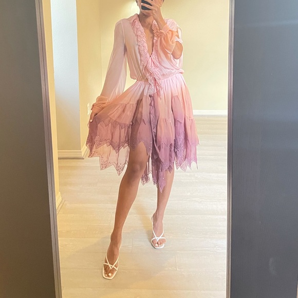 ‼️SALE‼️ Blumarine Pink Ombre Mauve Long Sleeve Fairy Dress - Picture 2 of 8